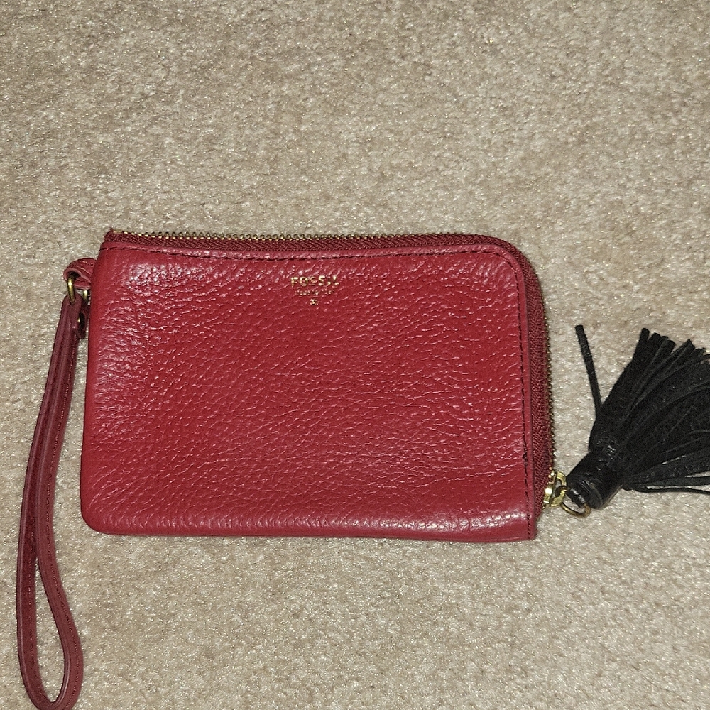 Fossil Red Leather Wristlet